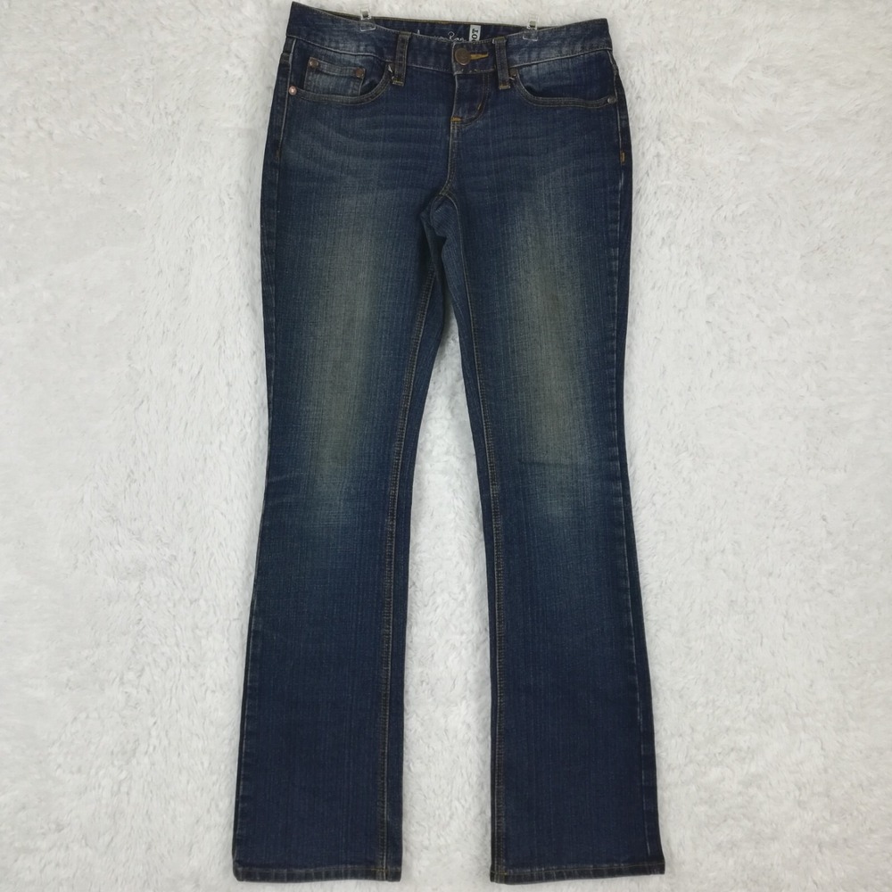 American Rag Jeans Womens Boot Cut Blue Denim Medium Wash Whiskering Long 3L